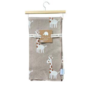 Made‎ In India Giraffe Baby Blanket Knitted 100% Cotton Tan Gender Neutral NEW